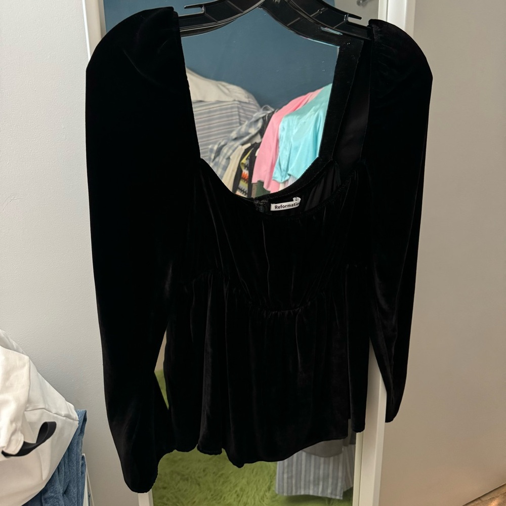 Reformation square neck velvet top